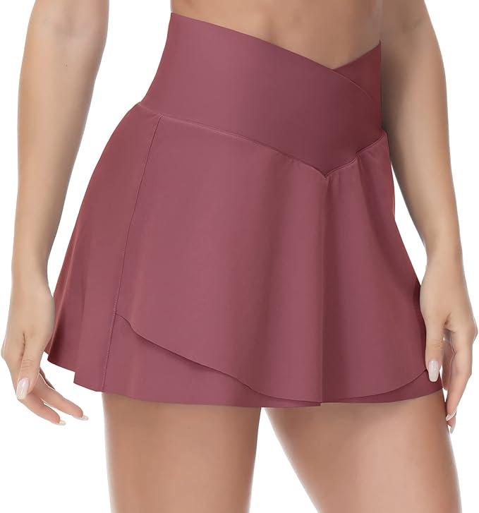 THE GYM PEOPLE Women's High Waist Workout Shorts Side Pleated Athletic Running Shorts with Mesh Liner Zip Pocket
