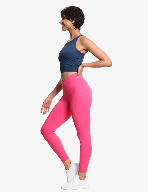 THE GYM PEOPLE Women's V Cross Waist Workout Leggings 